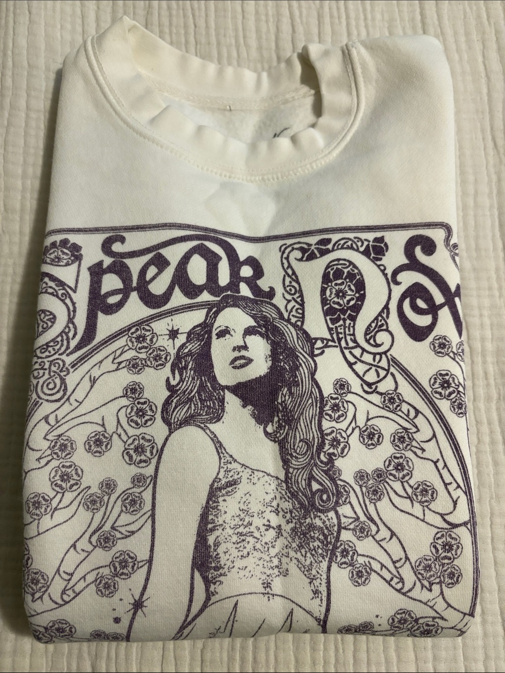 Taylor Swift White Sweatshirt with Purple Graphic Artwork